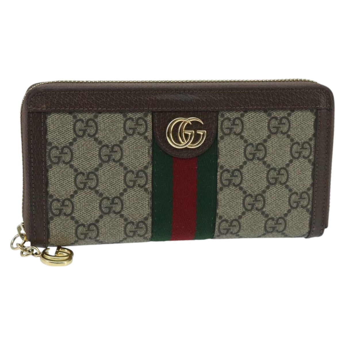 GUCCI GG Ophidia WebSherry Line Wallet PVC Beige Red Green Auth ep6413