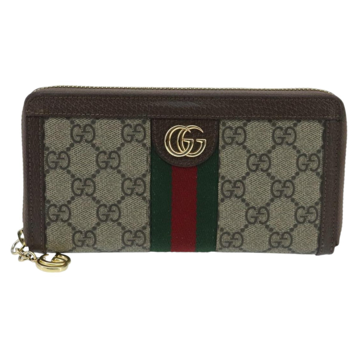 GUCCI GG Ophidia WebSherry Line Wallet PVC Beige Red Green Auth ep6413