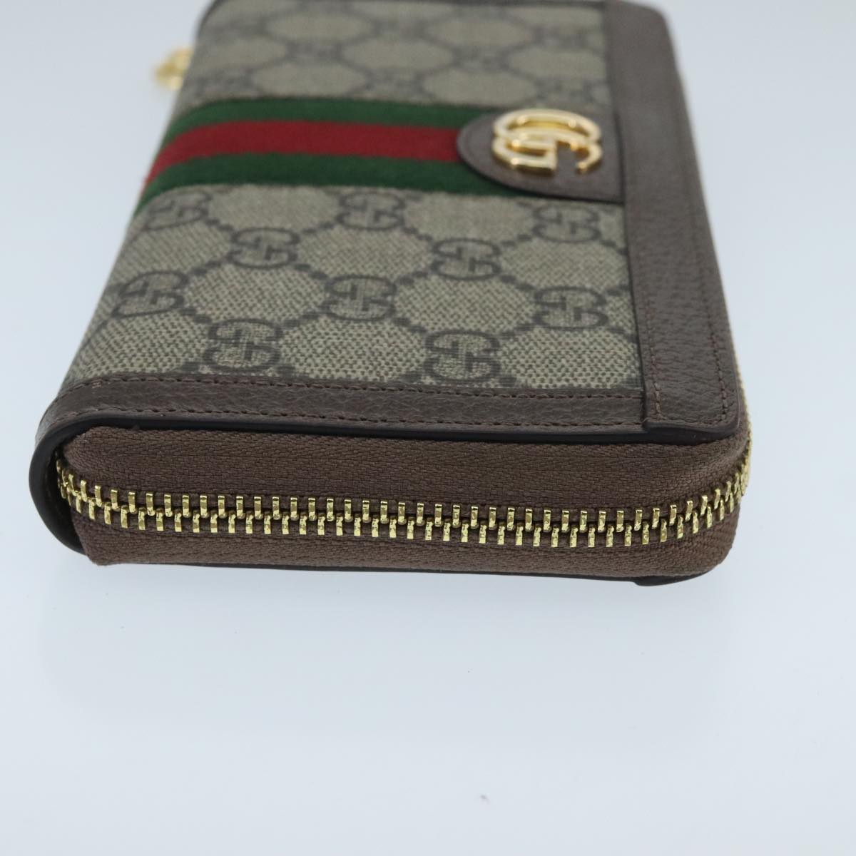 GUCCI GG Ophidia WebSherry Line Wallet PVC Beige Red Green Auth ep6413