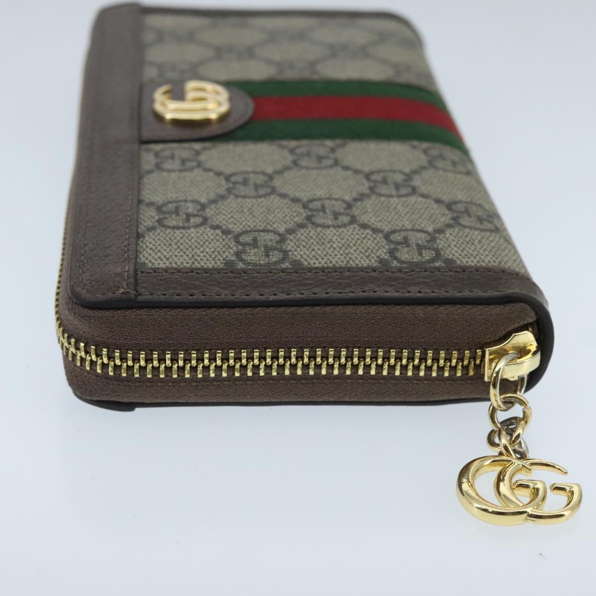 GUCCI GG Ophidia WebSherry Line Wallet PVC Beige Red Green Auth ep6413