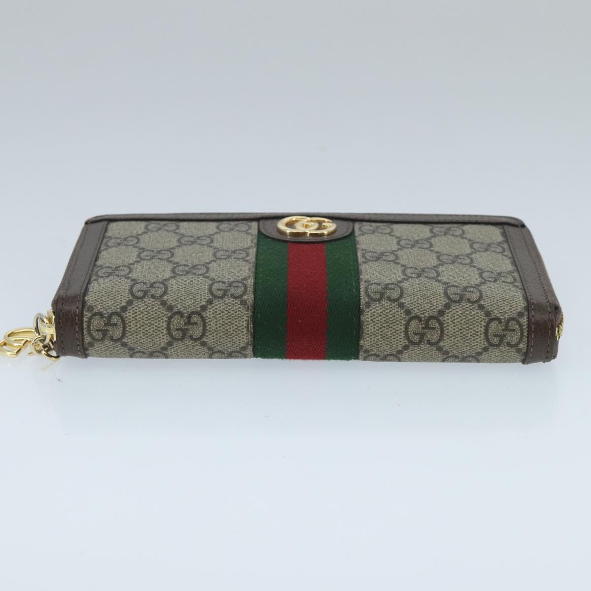 GUCCI GG Ophidia WebSherry Line Wallet PVC Beige Red Green Auth ep6413