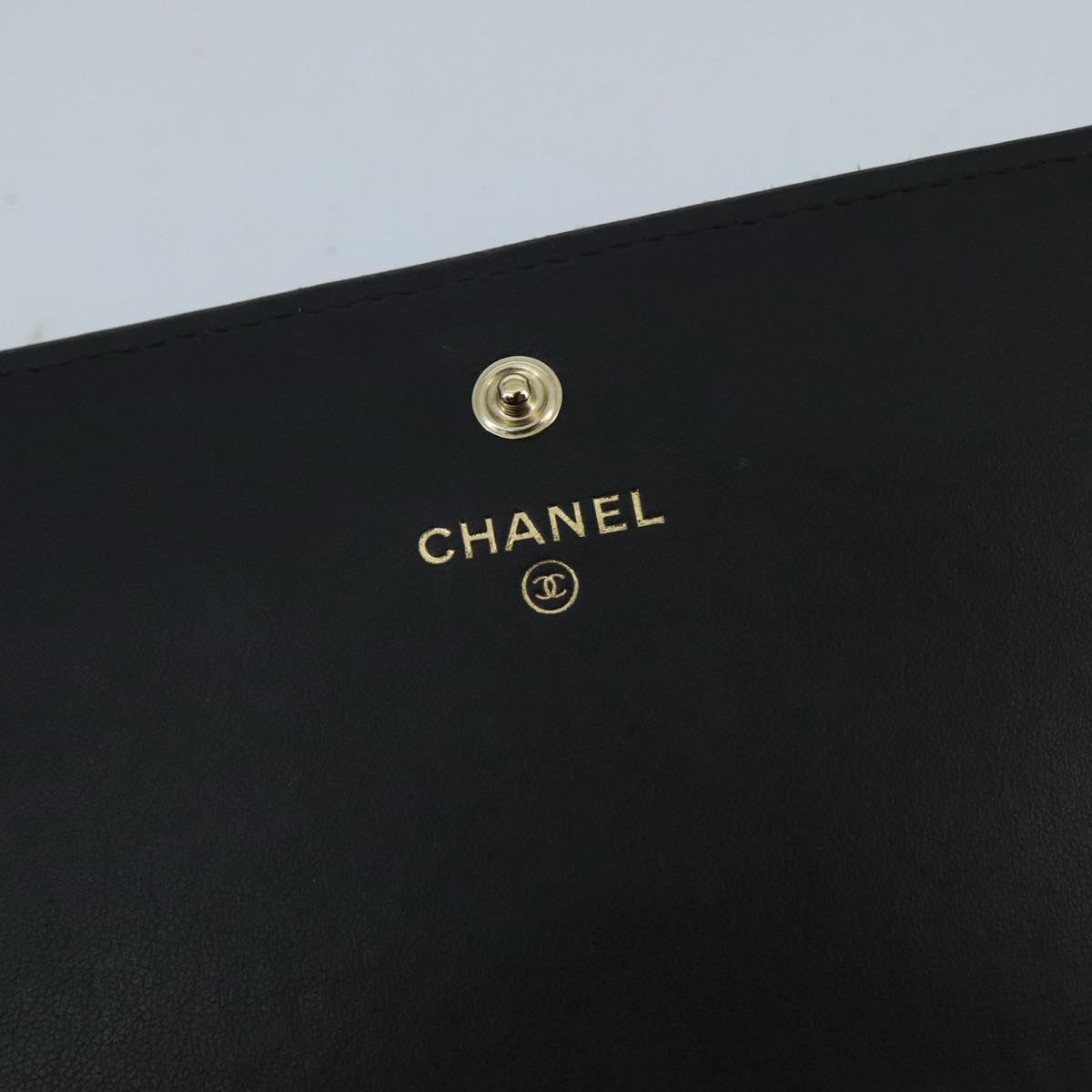 CHANEL Deauville line Long Wallet Canvas Navy Gold CC Auth ep6417