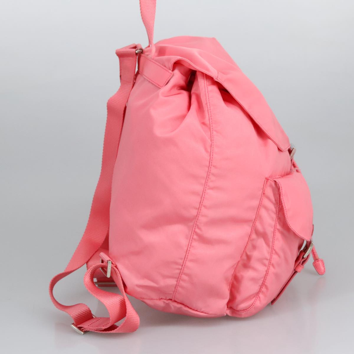 PRADA Backpack Nylon Pink Silver Auth ep6439