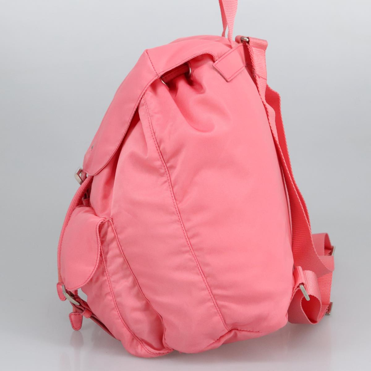 PRADA Backpack Nylon Pink Silver Auth ep6439