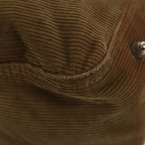 FENDI Hand Bag Corduroy Brown Silver Auth ep6446