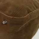 FENDI Hand Bag Corduroy Brown Silver Auth ep6446-15