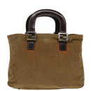 FENDI Hand Bag Corduroy Brown Silver Auth ep6446-13