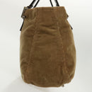 FENDI Hand Bag Corduroy Brown Silver Auth ep6446-4