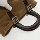 FENDI Hand Bag Corduroy Brown Silver Auth ep6446-6