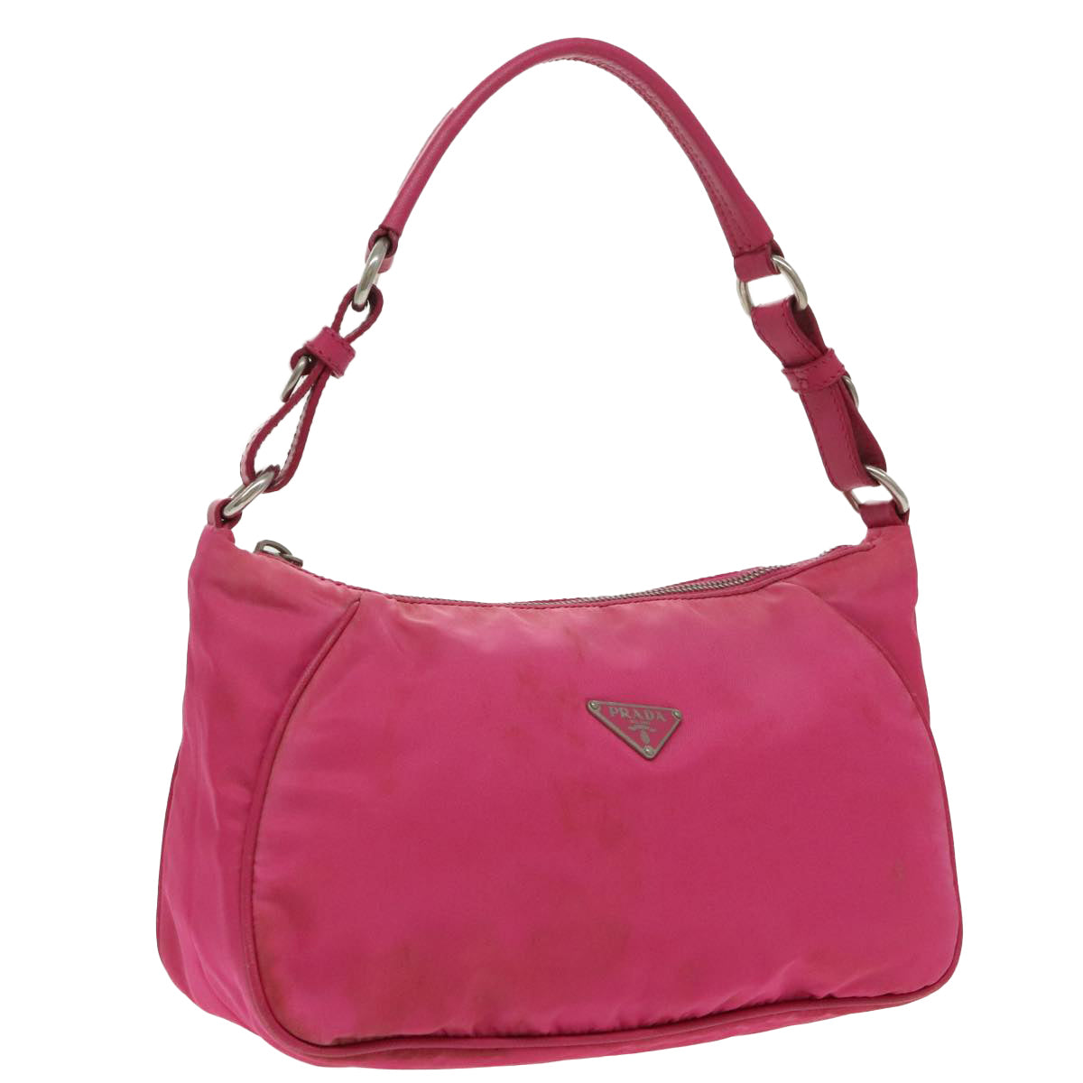 PRADA Hand Bag Nylon Pink Silver Auth ep6447