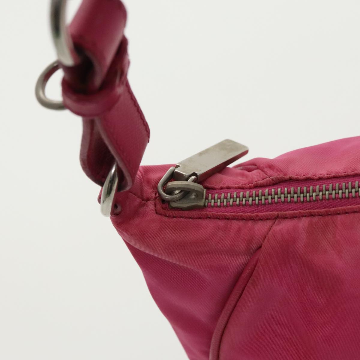 PRADA Hand Bag Nylon Pink Silver Auth ep6447