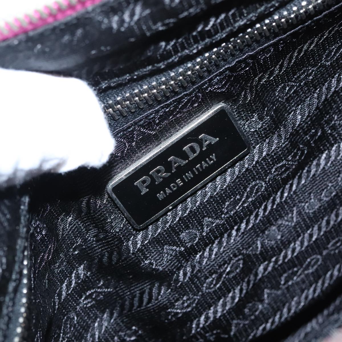 PRADA Hand Bag Nylon Pink Silver Auth ep6447