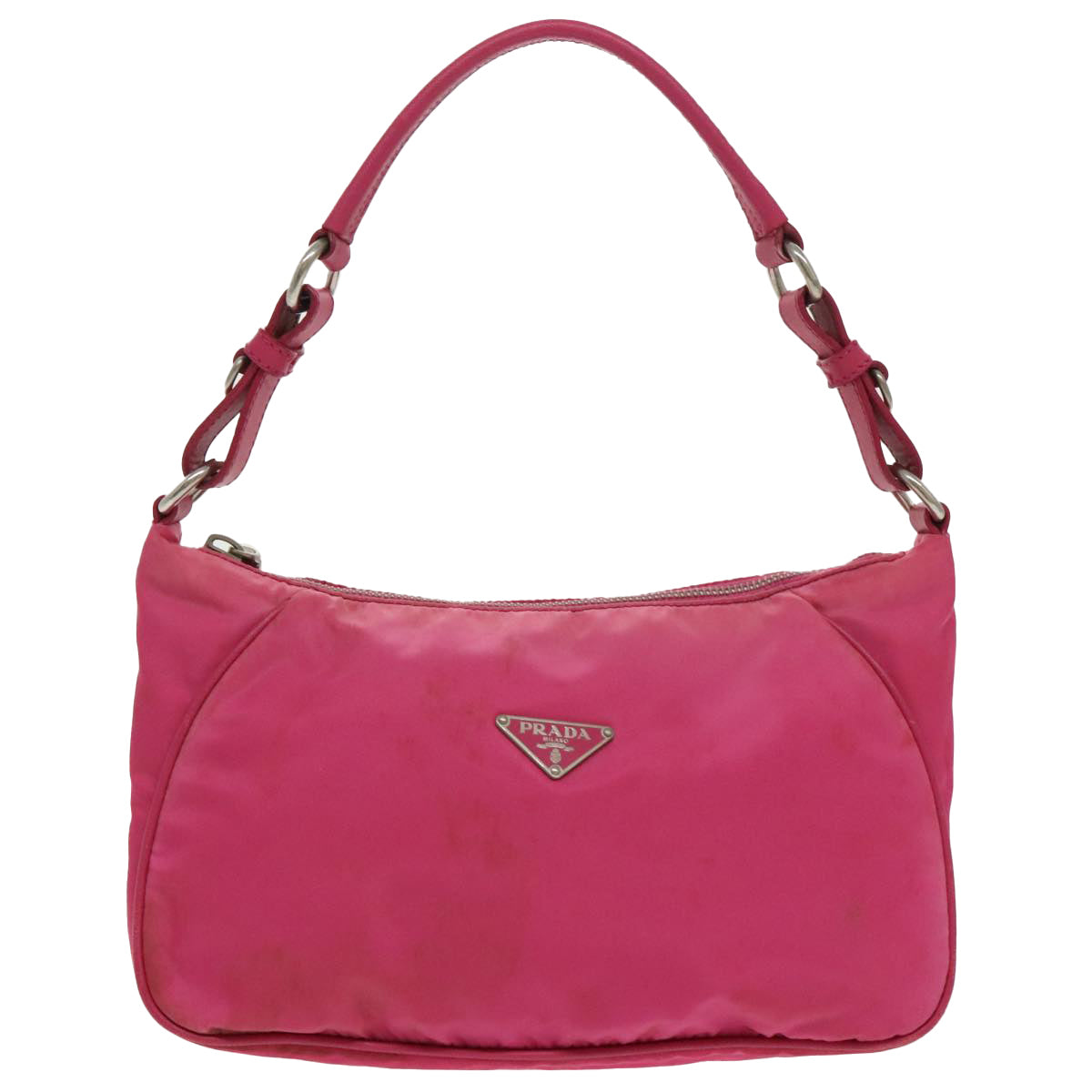 PRADA Hand Bag Nylon Pink Silver Auth ep6447