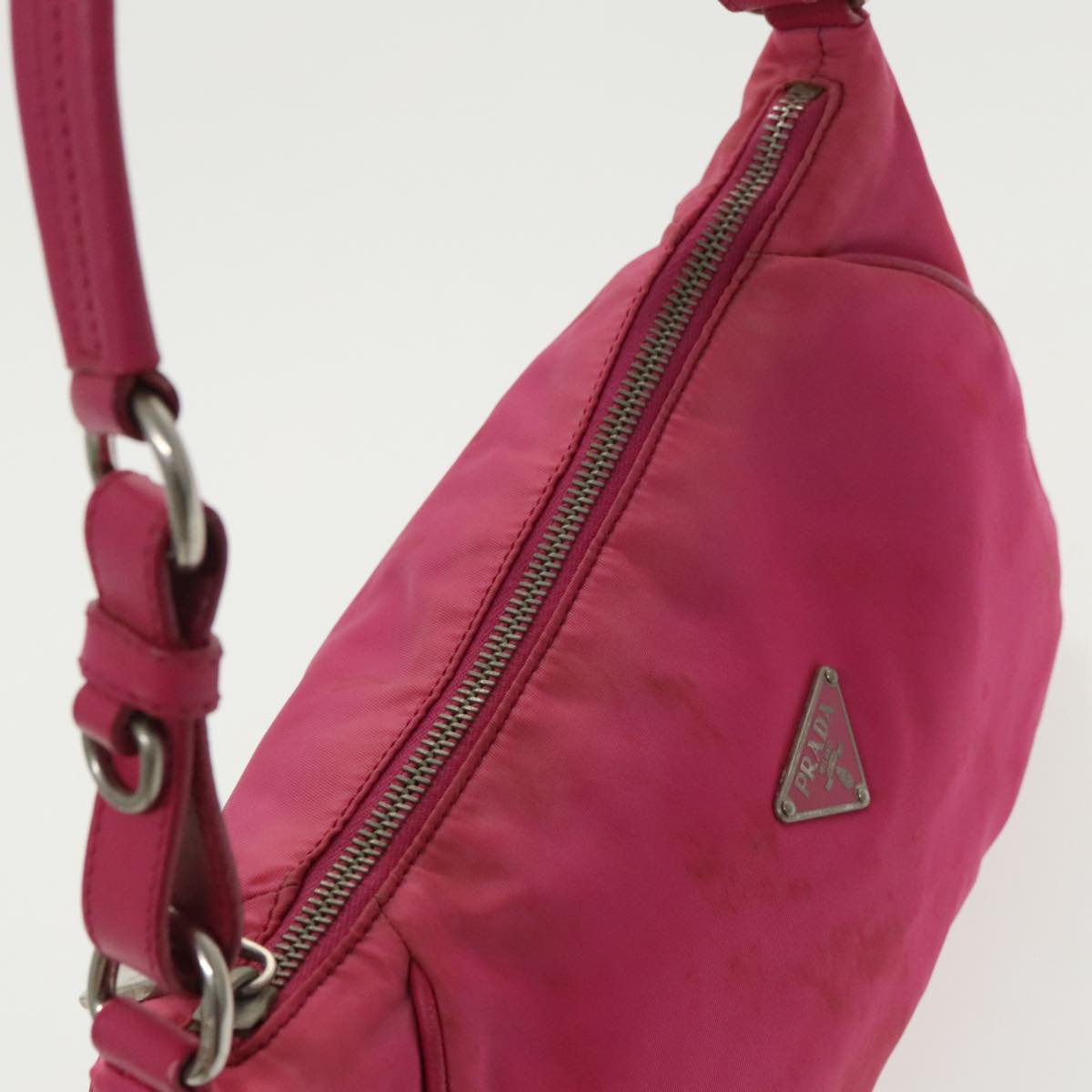 PRADA Hand Bag Nylon Pink Silver Auth ep6447