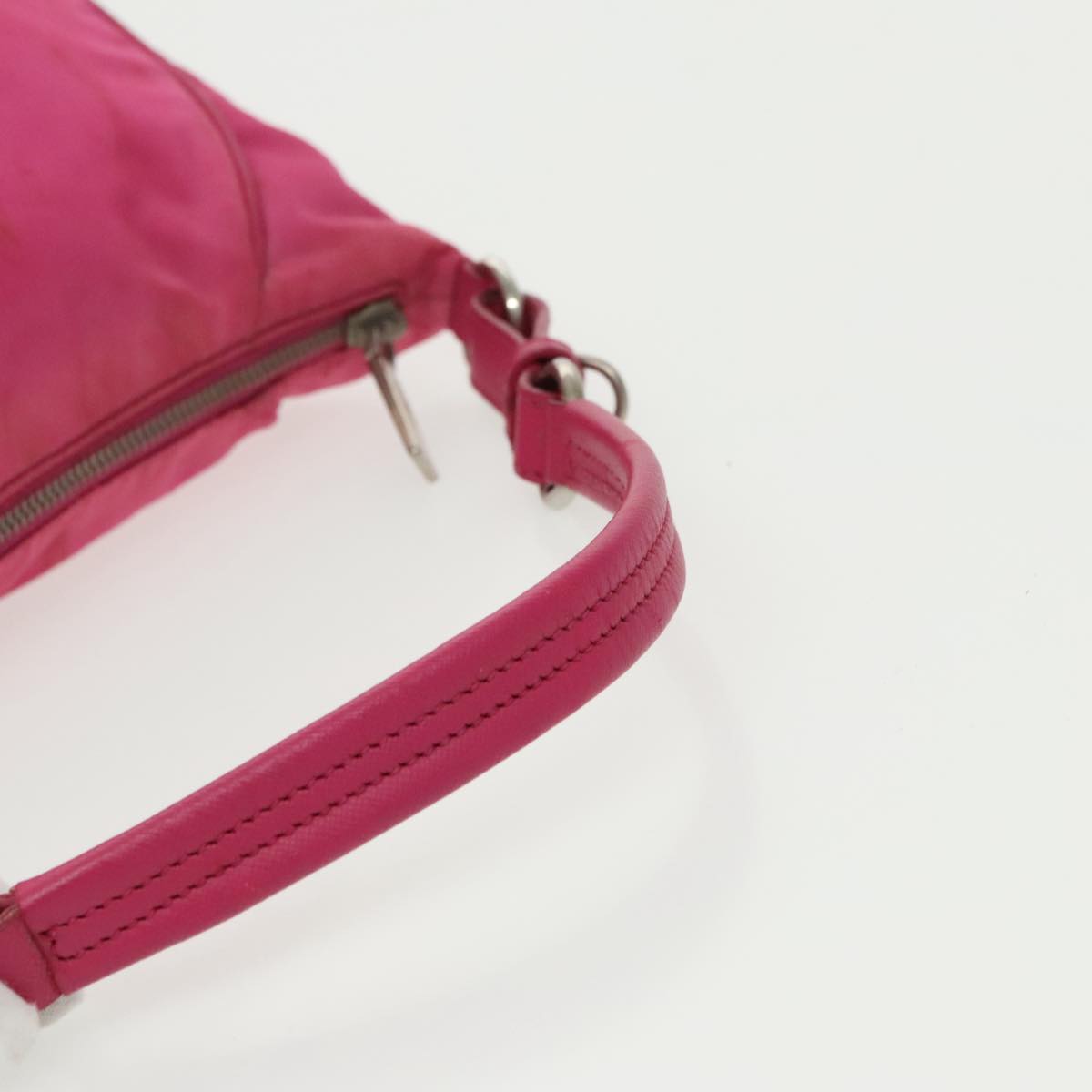 PRADA Hand Bag Nylon Pink Silver Auth ep6447