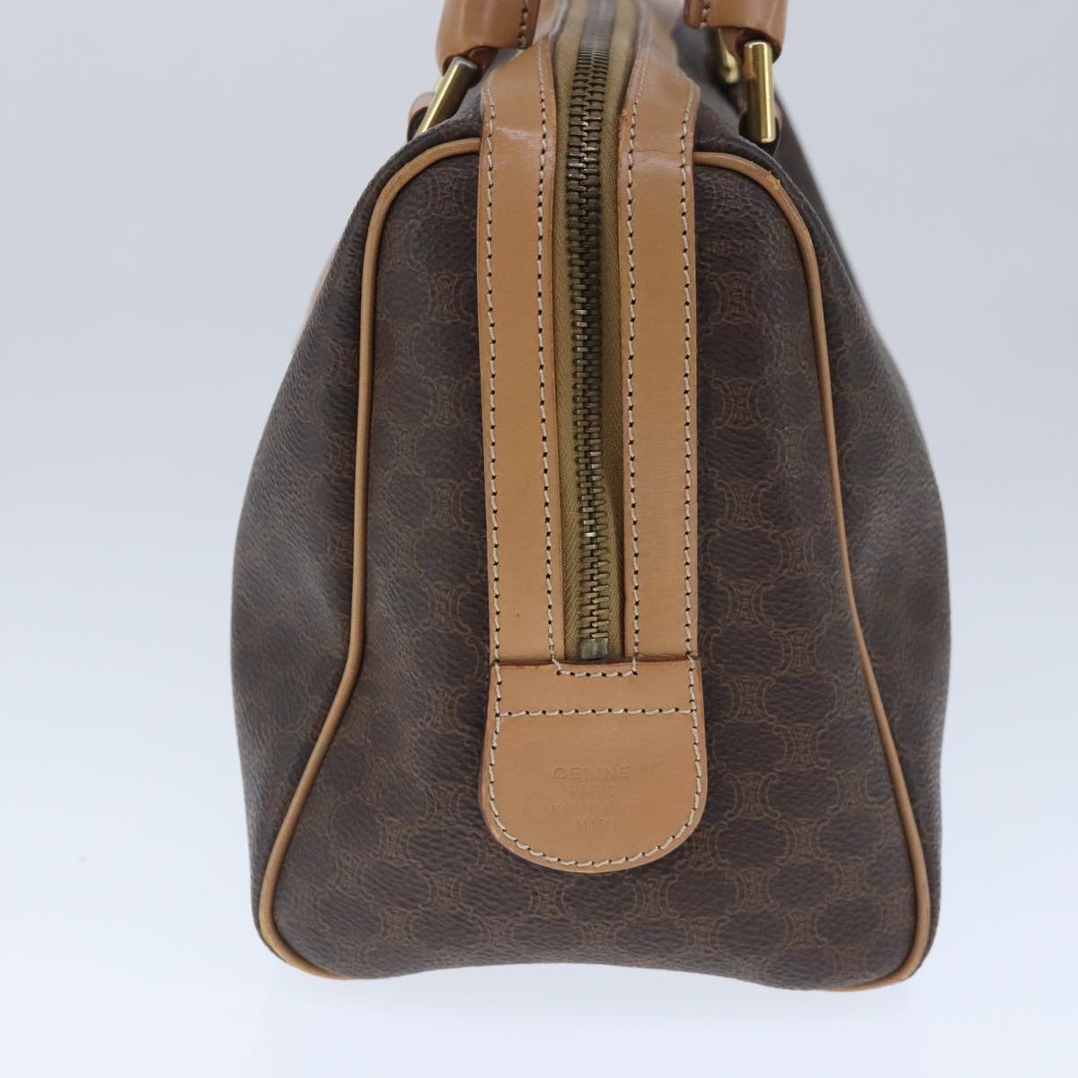 CELINE Macadam Canvas Mini Boston Bag PVC Leather Brown Auth ep6476