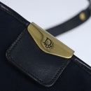 Christian Dior Trotter Canvas Shoulder Bag Navy Gold Auth ep6477-10
