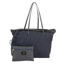 FENDI Zucca Canvas Tote Bag Gold Navy Auth ep6478-1