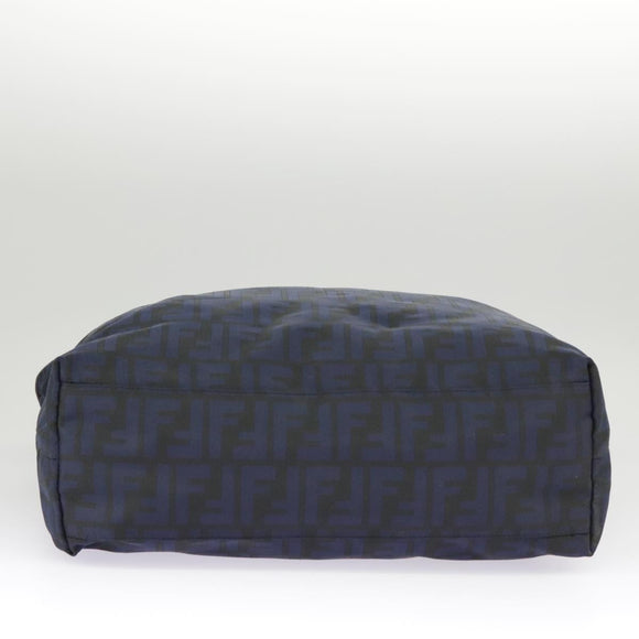 FENDI Zucca Canvas Tote Bag Gold Navy Auth ep6478