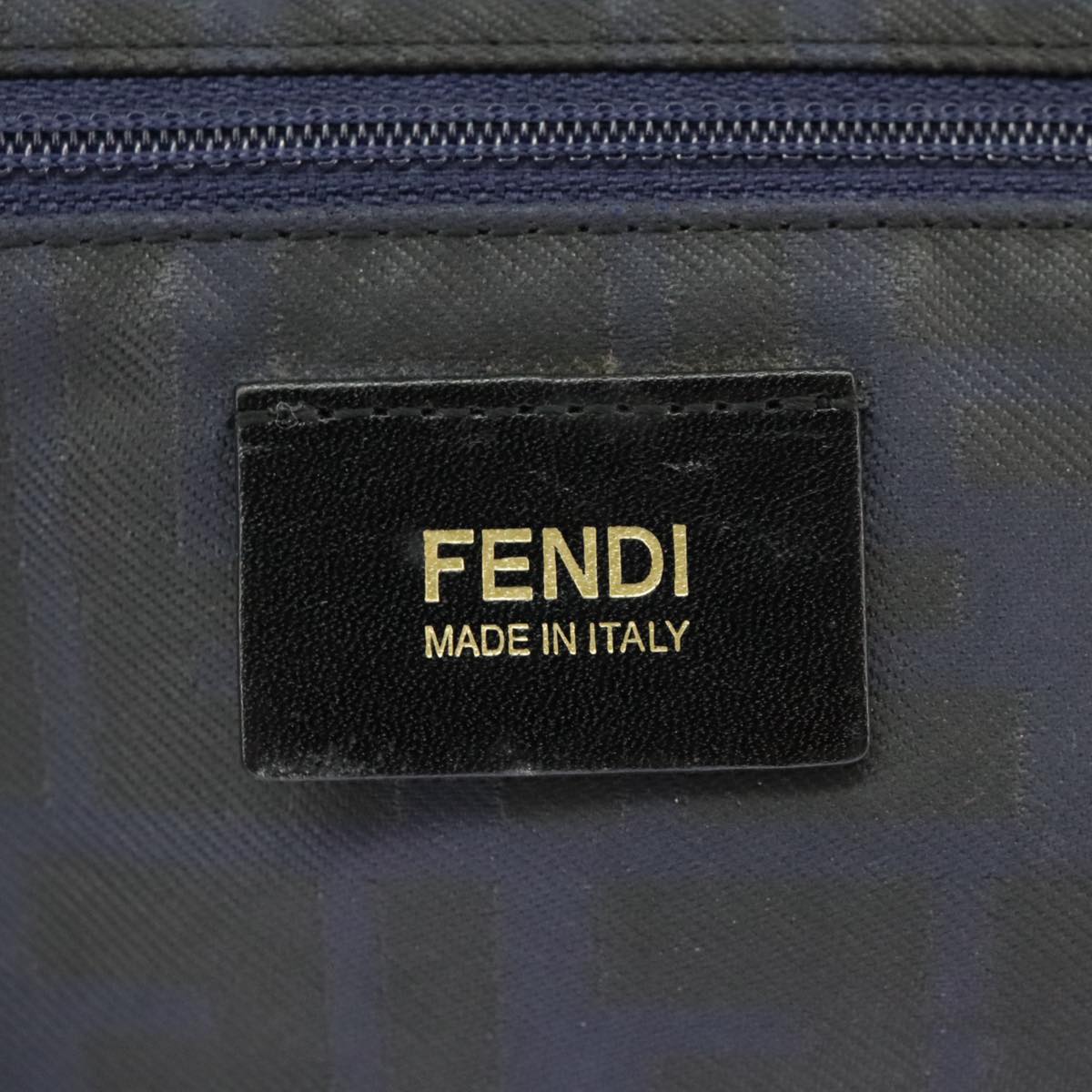 FENDI Zucca Canvas Tote Bag Gold Navy Auth ep6478