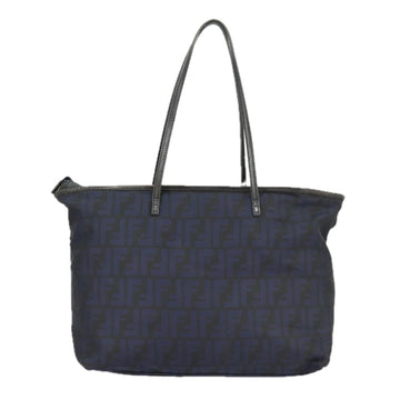 FENDI Zucca Canvas Tote Bag Gold Navy Auth ep6478 - 0