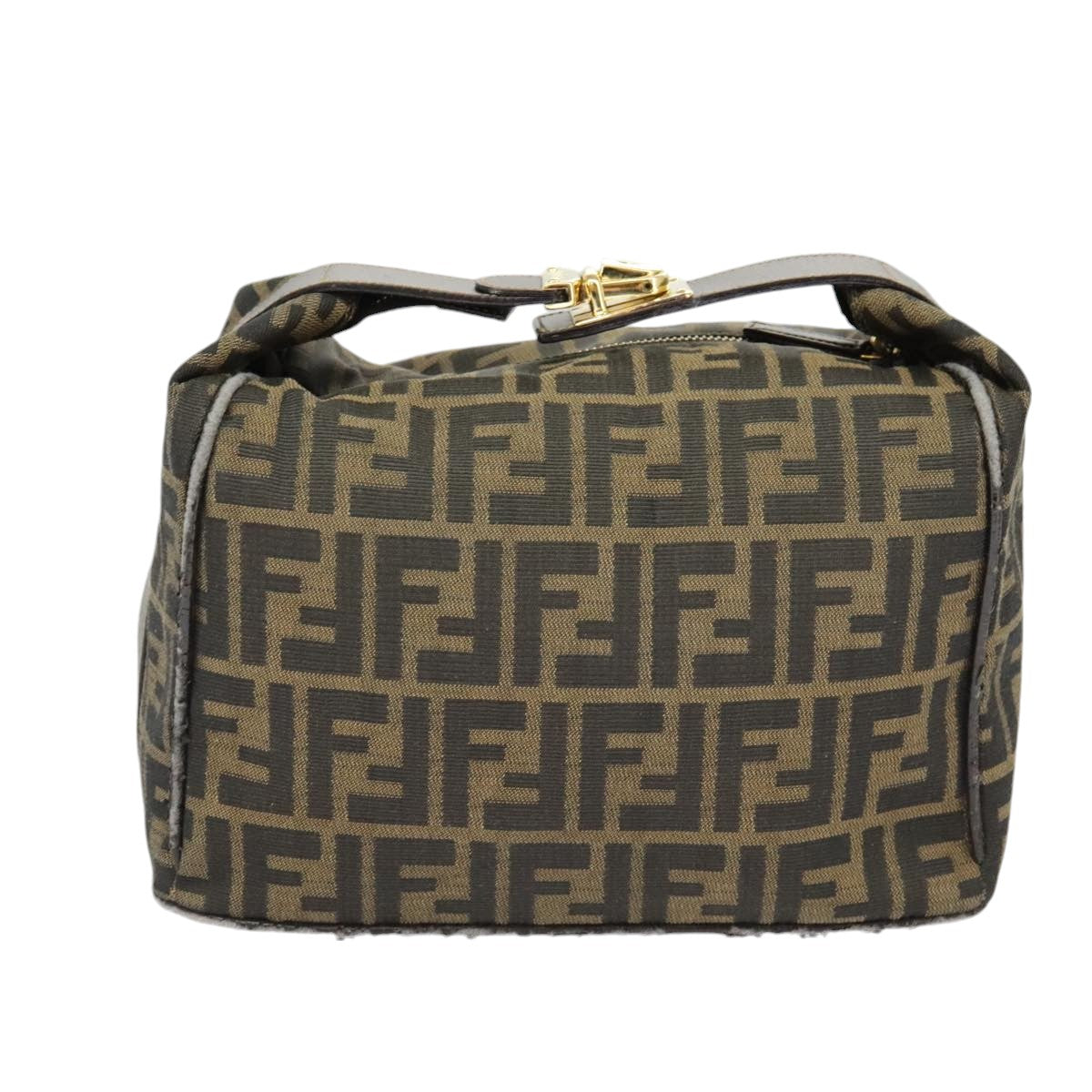 FENDI Zucca Canvas Hand Bag Brown Black gold Auth ep6483 - 0