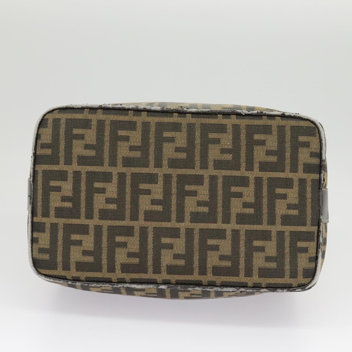 FENDI Zucca Canvas Hand Bag Brown Black gold Auth ep6483