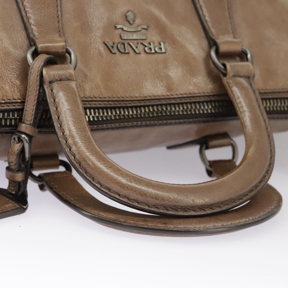 PRADA Hand Bag Leather 2way Brown Auth ep6497