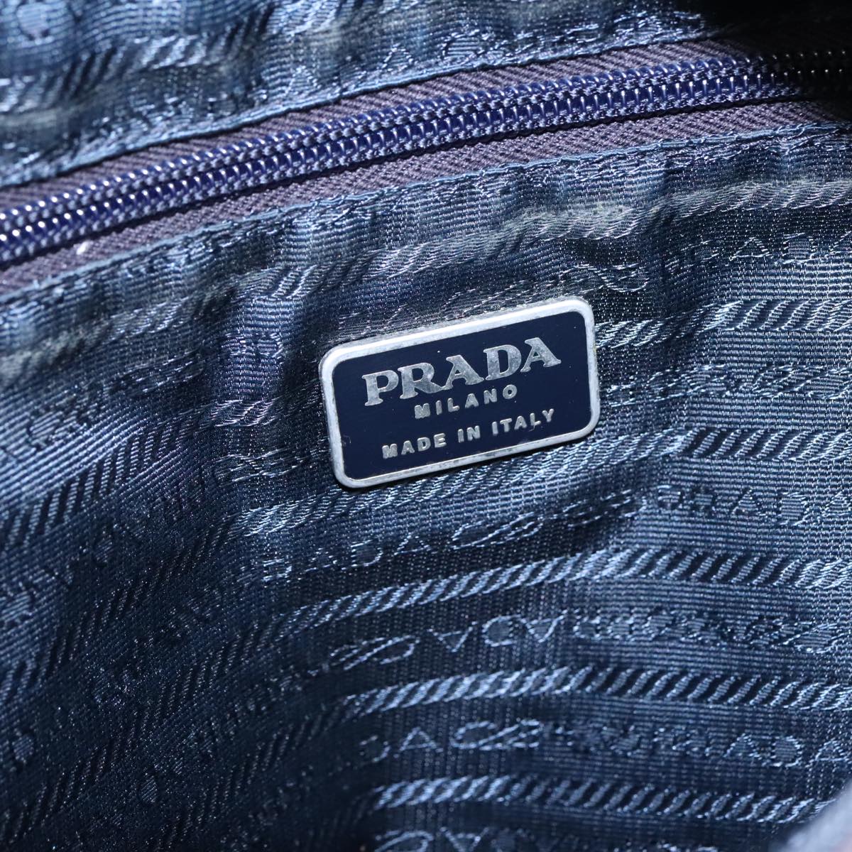 PRADA Shoulder Bag Nylon Navy Silver Auth ep6500