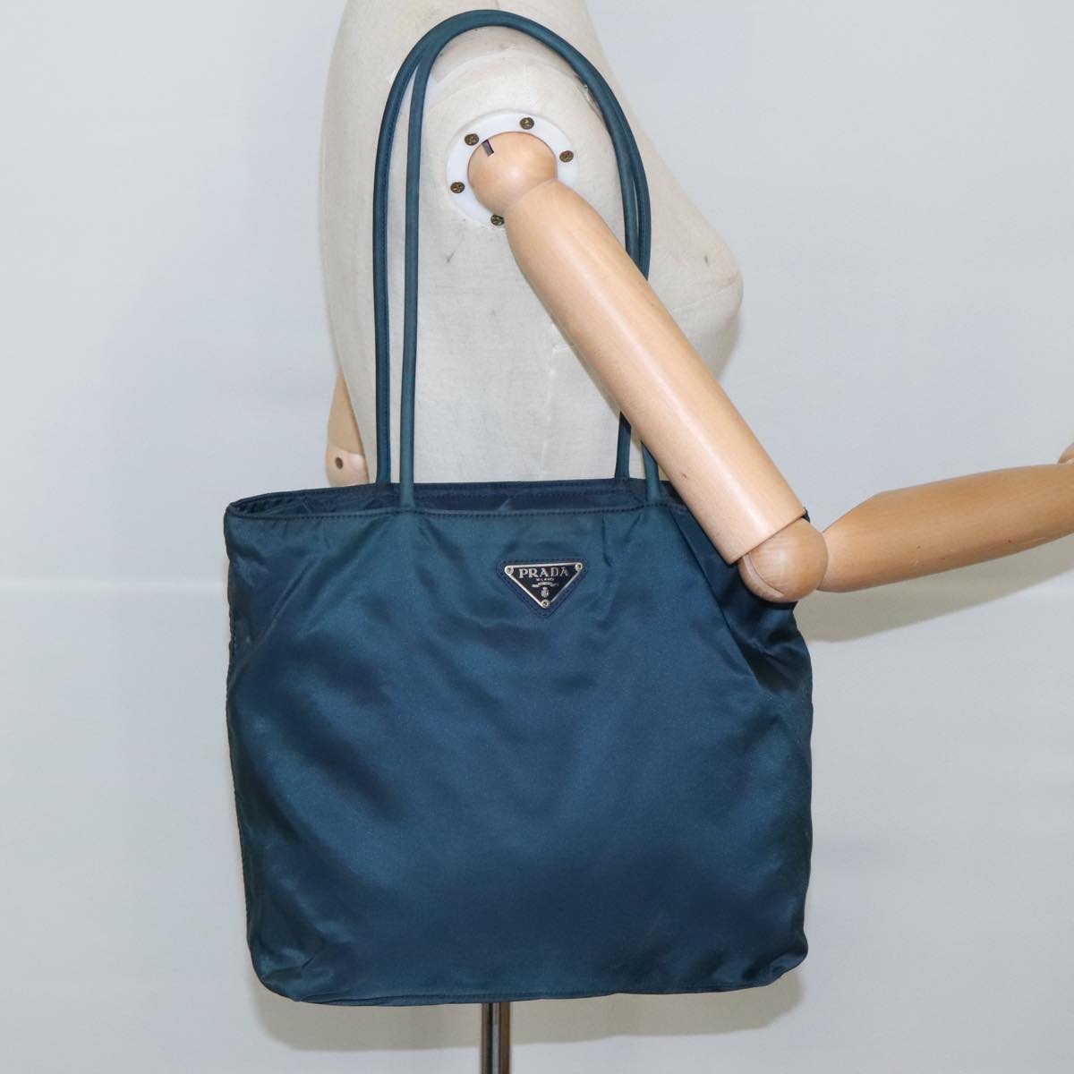 PRADA Shoulder Bag Nylon Navy Silver Auth ep6500