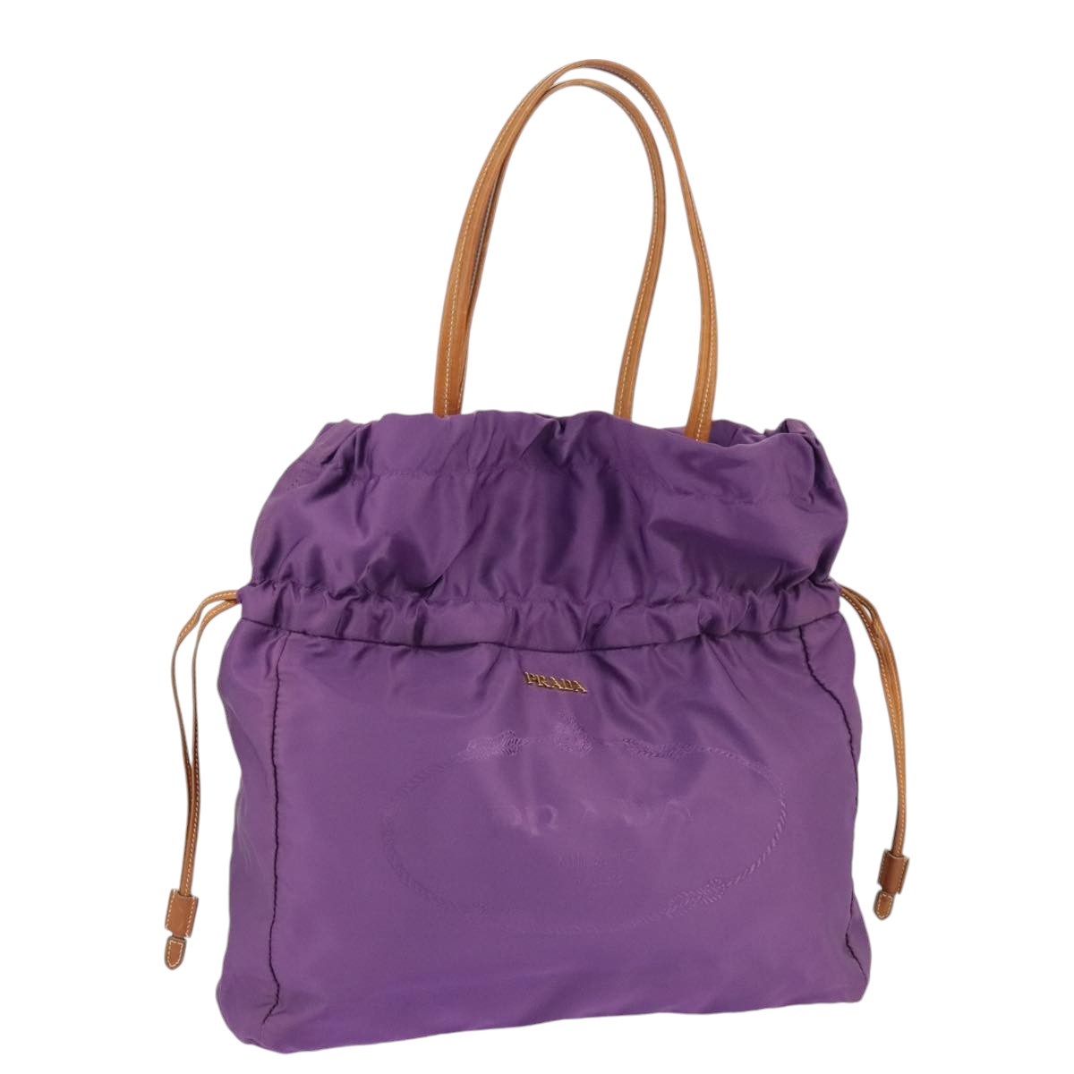 PRADA Tote Bag Nylon Purple Gold Auth ep6502