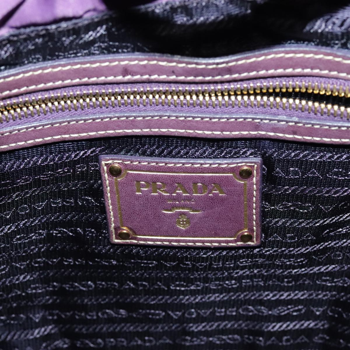 PRADA Tote Bag Nylon Purple Gold Auth ep6502