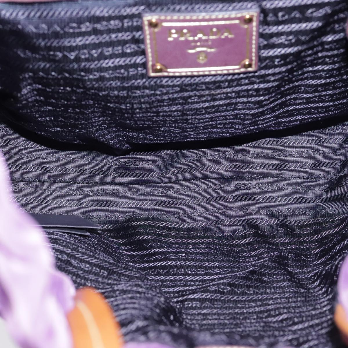 PRADA Tote Bag Nylon Purple Gold Auth ep6502