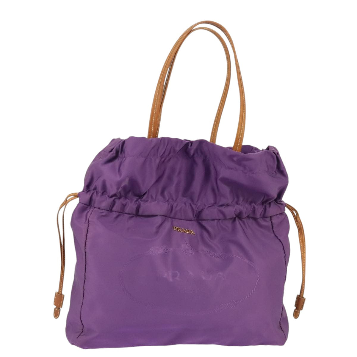 PRADA Tote Bag Nylon Purple Gold Auth ep6502