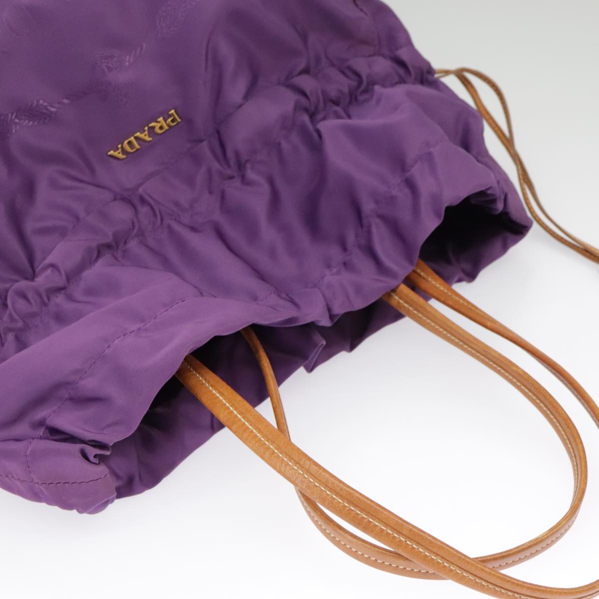 PRADA Tote Bag Nylon Purple Gold Auth ep6502