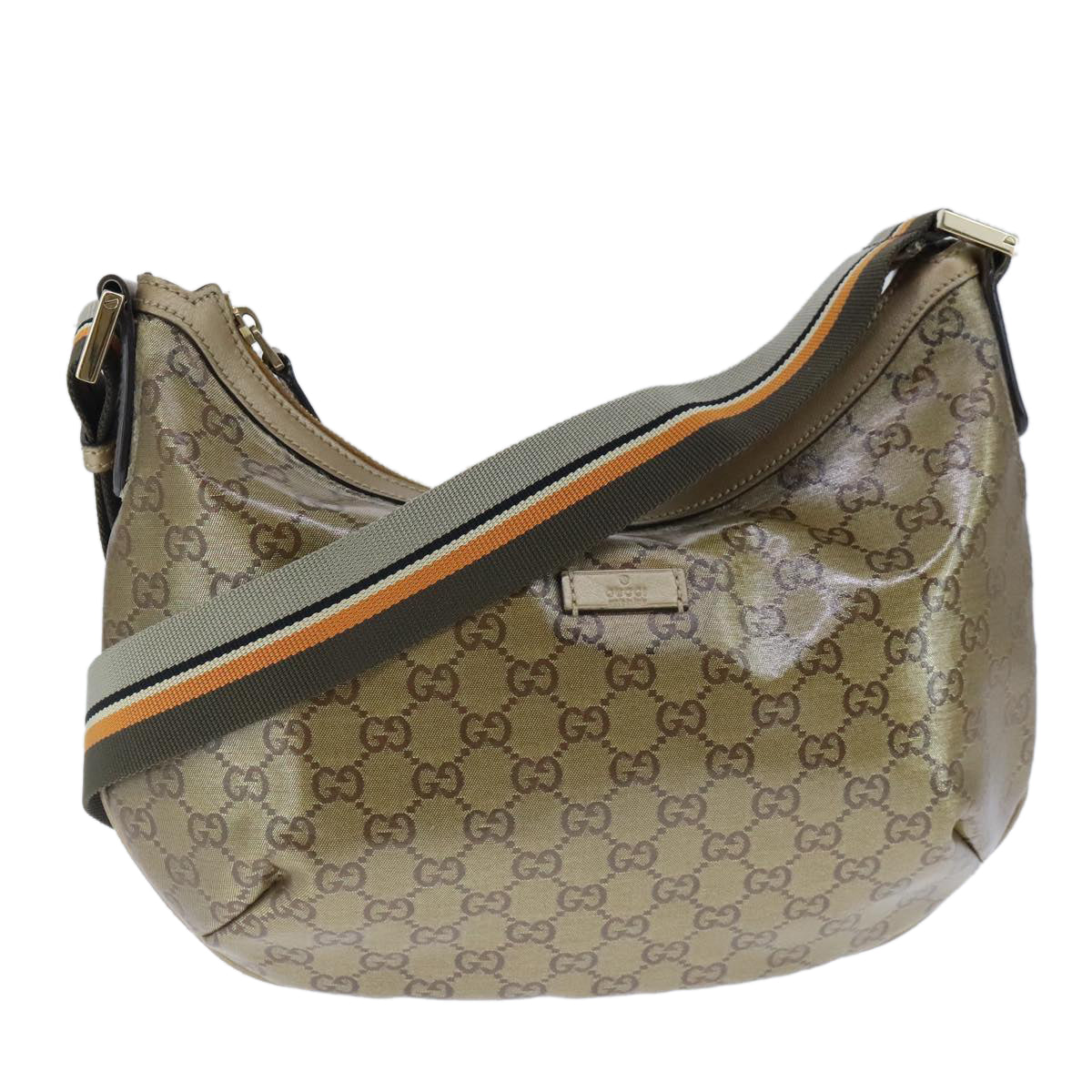 GUCCI GG Crystal Sherry Line Bag Coated Canvas Gold Tone 181092 Auth ep6508