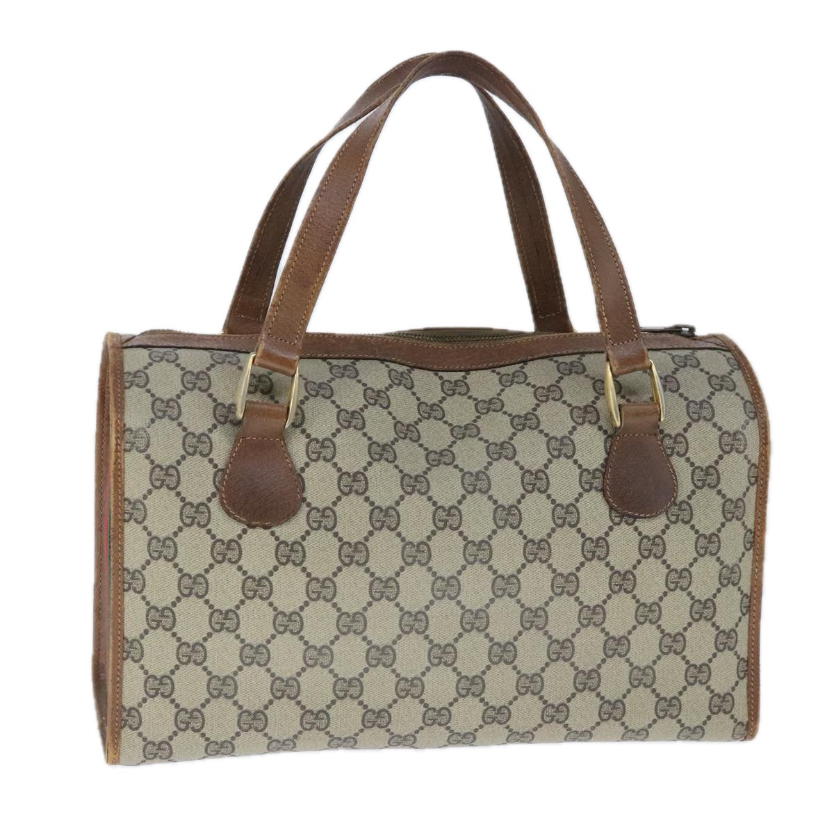 GUCCI GG Canvas Hand Bag PVC Leather Old model Beige Auth ep6511