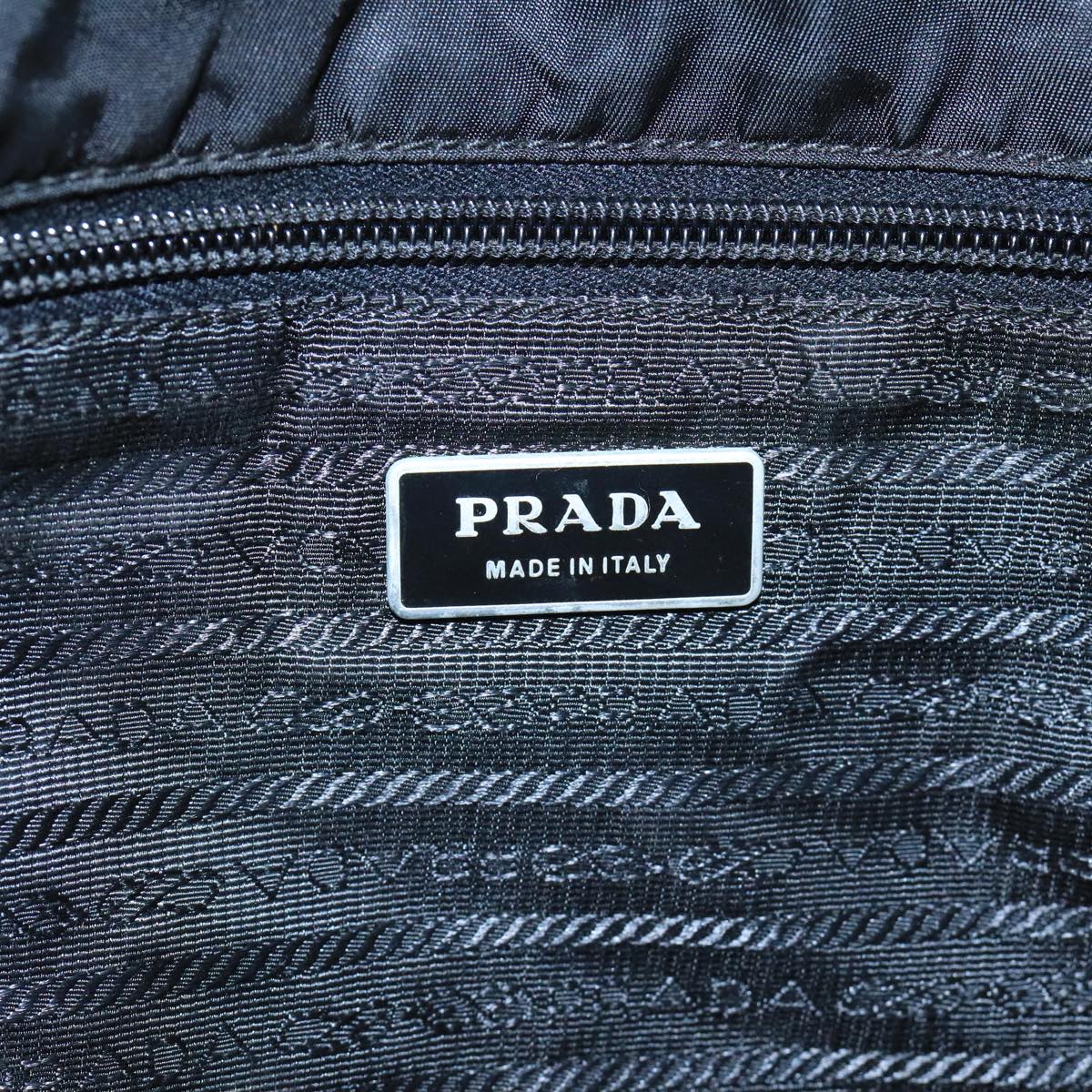 PRADA Shoulder Bag Nylon Black Silver Auth ep6539