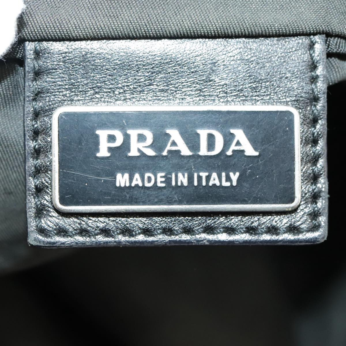 PRADA Shoulder Bag Nylon Black Silver Auth ep6545