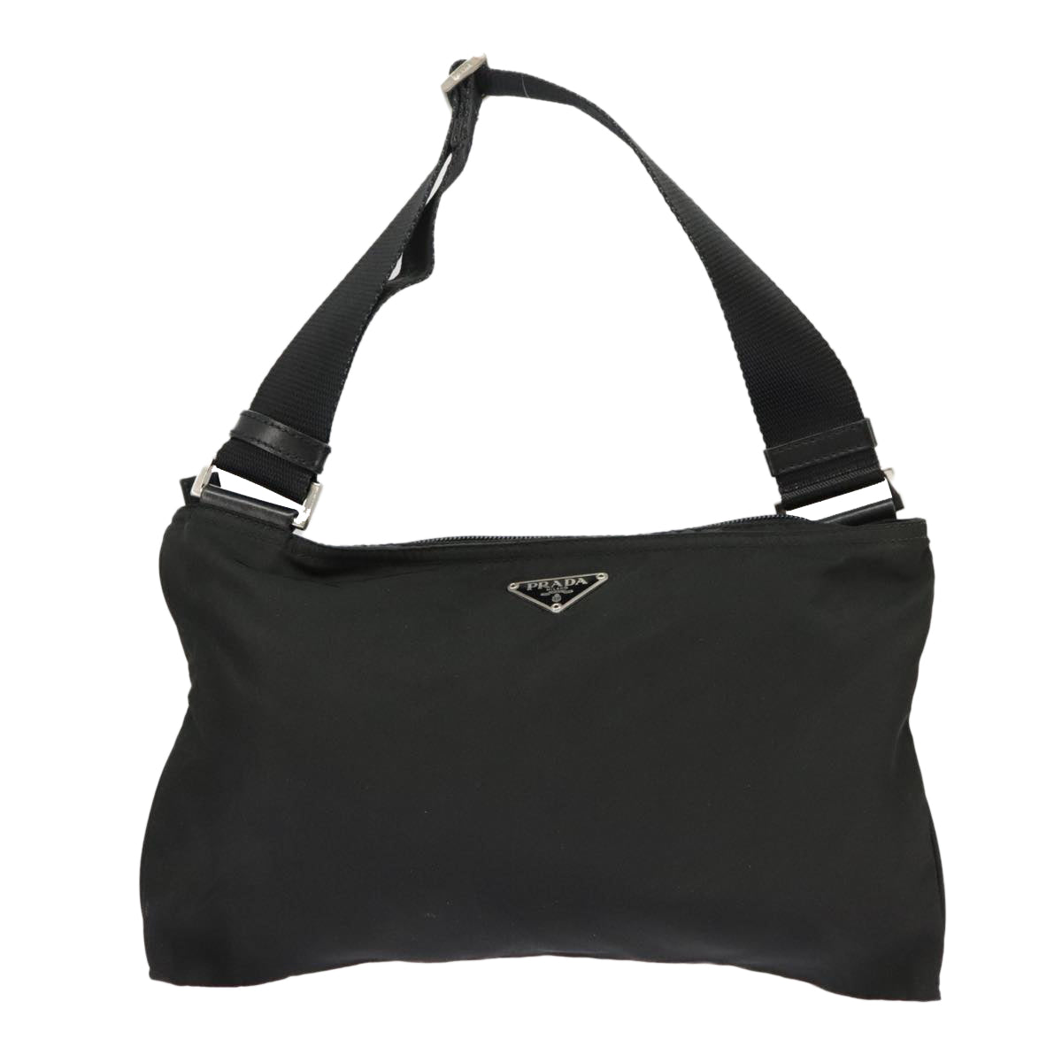 PRADA Shoulder Bag Nylon Black Silver Auth ep6545 - 0