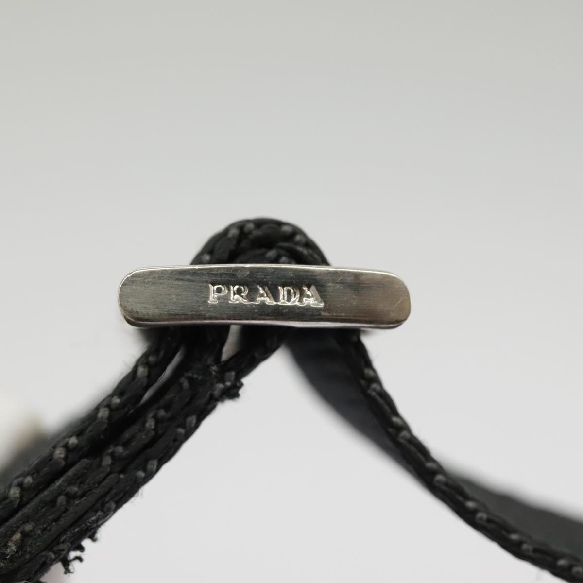 PRADA Shoulder Bag Nylon Black Silver Auth ep6545