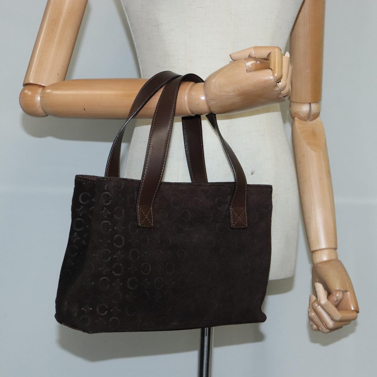 CELINE C Macadam Canvas Hand Bag Brown Auth ep6548