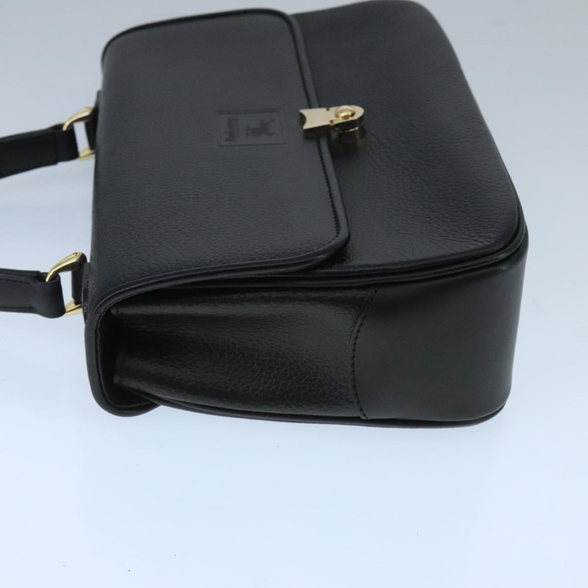 Burberrys Hand Bag Leather Black Auth ep6553