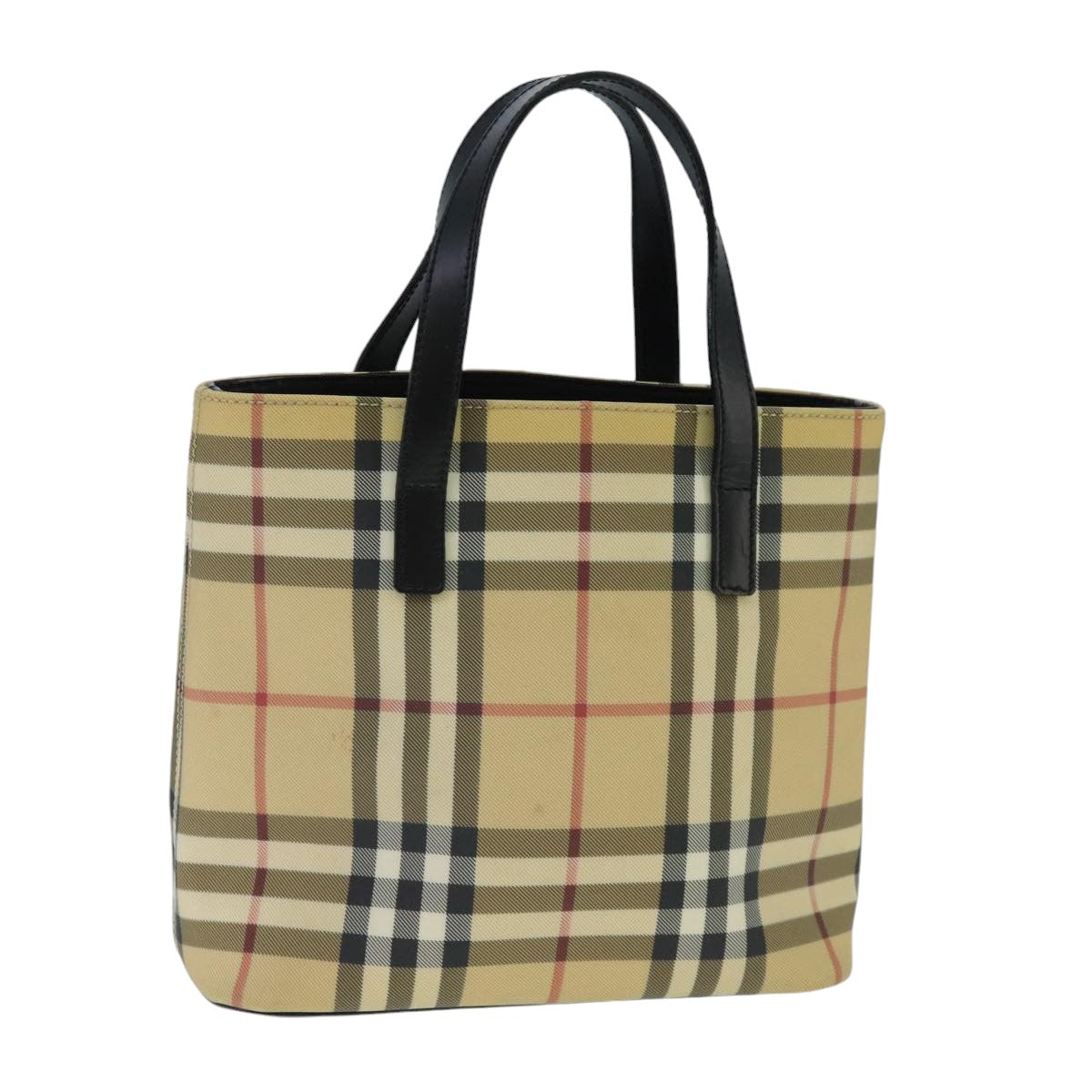 BURBERRY Nova Check Hand Bag PVC Beige Auth ep6557