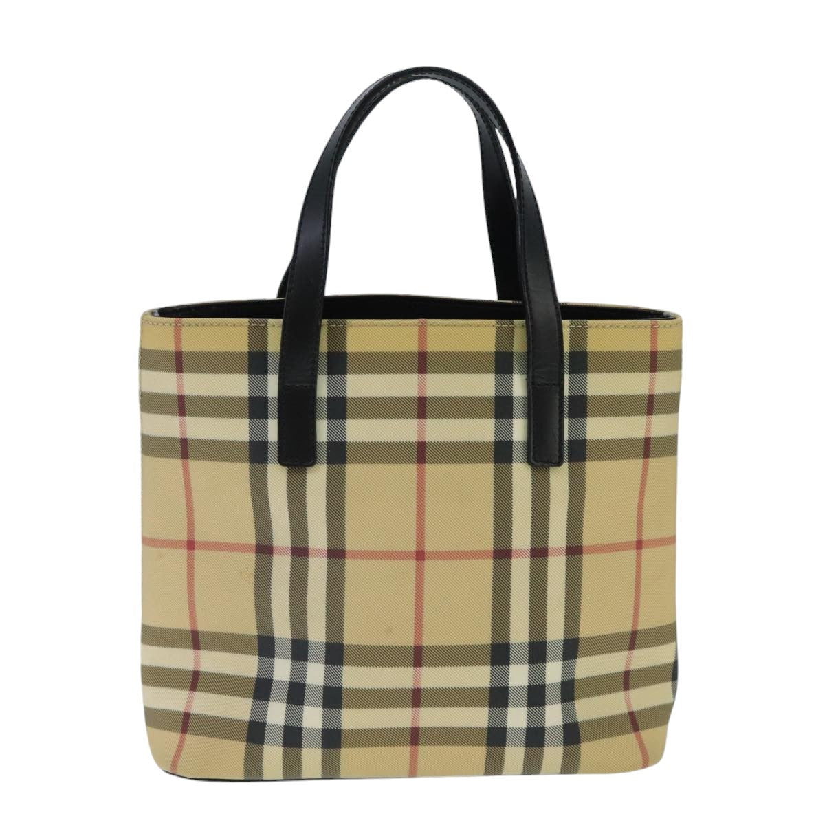 BURBERRY Nova Check Hand Bag PVC Beige Auth ep6557