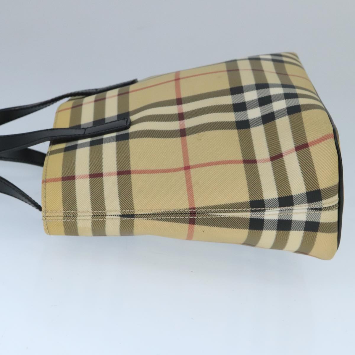 BURBERRY Nova Check Hand Bag PVC Beige Auth ep6557