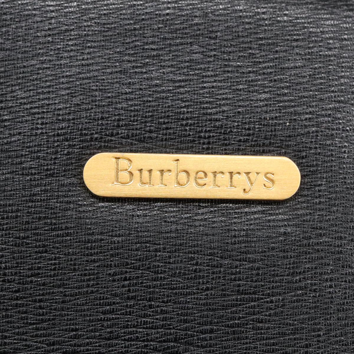 Burberrys Tote Bag Leather Black Auth ep6558