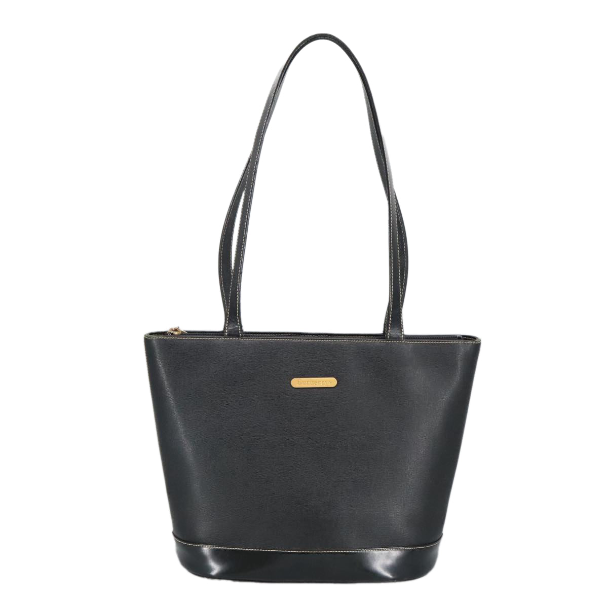 Burberrys Tote Bag Leather Black Auth ep6558 - 0