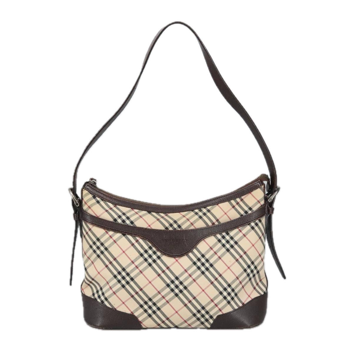 BURBERRY Nova Check Shoulder Bag Canvas Leather Beige Auth ep6559 - 0