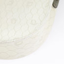 Christian Dior Honeycomb Canvas Shoulder Bag PVC Leather White Gold Auth ep6561-15